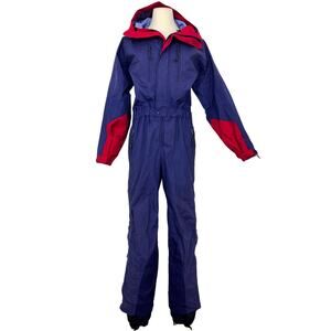 Patagonia One-Piece Snow Skiing Suit Hooded Side Zipper Purple/Red 6 Women's